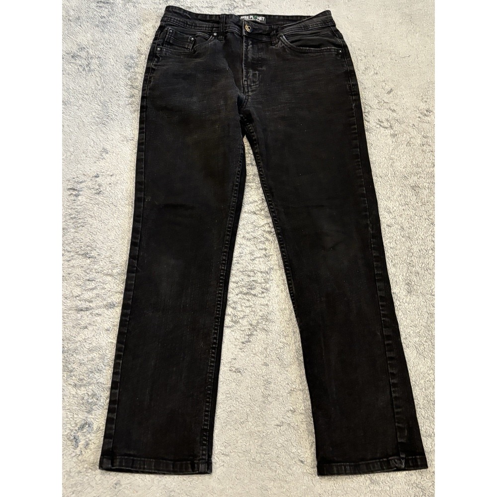 Free Planet Jeans Men’s 30x30 (30x28) Sustainable Black Denim Slim Fit Stretch